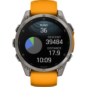 Garmin fenix 8 AMOLED Sapphire GPS Smartwatch - 47mm - Graphit/Spark Orange Titan